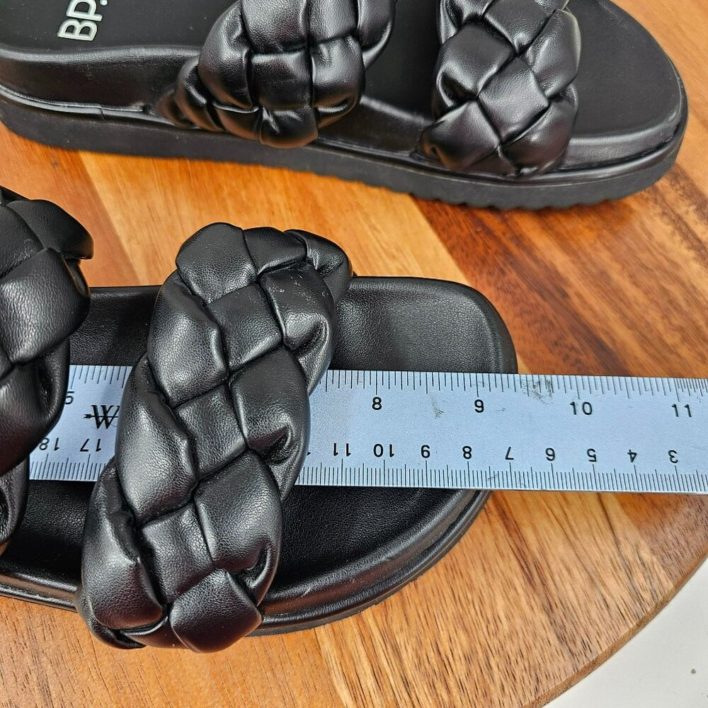 BP Urma Slide Sandals Black Cushy Braided Double Straps Grippy Soles Nordstrom - Picture 4 of 14